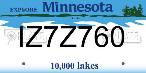 IZ7Z760 Minnesota License Plate
