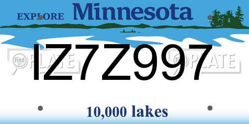 IZ7Z997 Minnesota License Plate