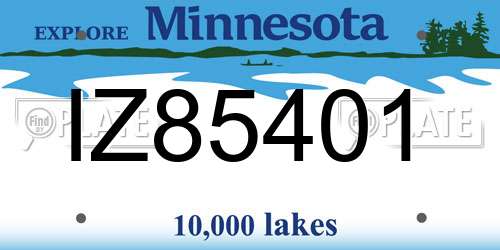 IZ85401 Minnesota License Plate