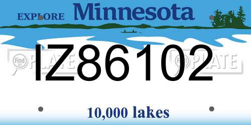 IZ86102 Minnesota License Plate