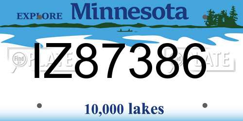 IZ87386 Minnesota License Plate