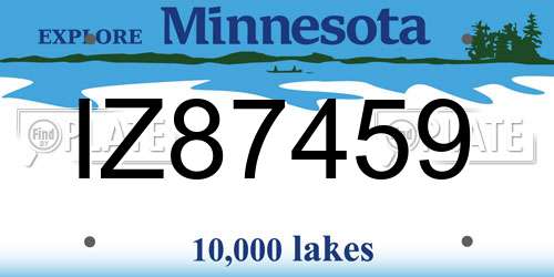 IZ87459 Minnesota License Plate