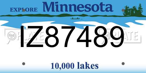 IZ87489 Minnesota License Plate