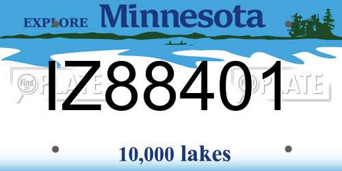 IZ88401 Minnesota License Plate