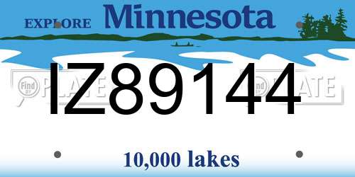 IZ89144 Minnesota License Plate