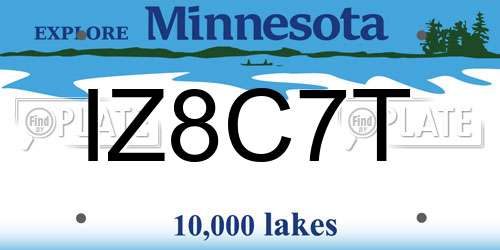 IZ8C7T Minnesota License Plate