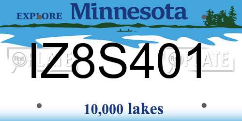 IZ8S401 Minnesota License Plate