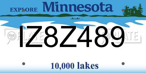 IZ8Z489 Minnesota License Plate