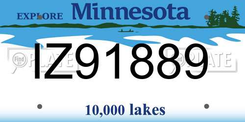 IZ91889 Minnesota License Plate