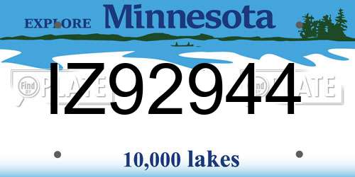 IZ92944 Minnesota License Plate