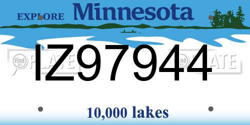 IZ97944 Minnesota License Plate