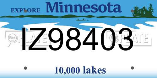 IZ98403 Minnesota License Plate
