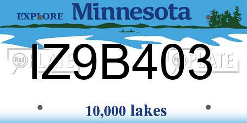 IZ9B403 Minnesota License Plate