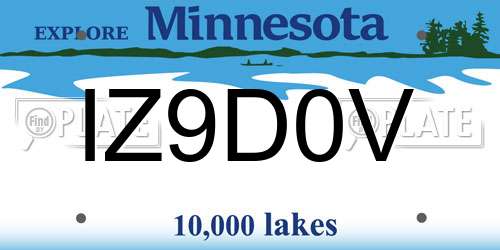 IZ9D0V Minnesota License Plate