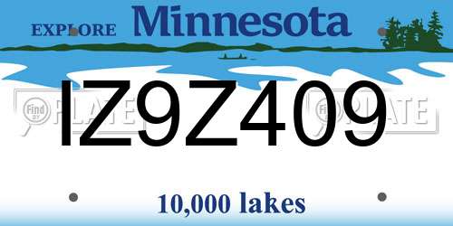 IZ9Z409 Minnesota License Plate