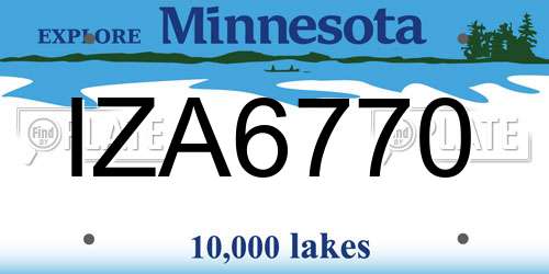 IZA6770 Minnesota License Plate