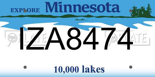 IZA8474 Minnesota License Plate