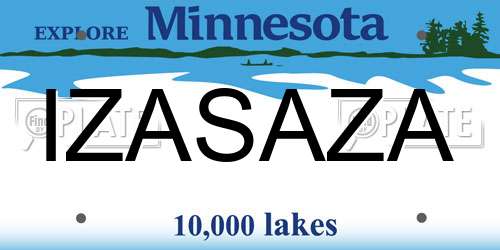 IZASAZA Minnesota License Plate