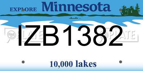IZB1382 Minnesota License Plate