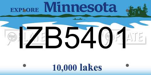 IZB5401 Minnesota License Plate