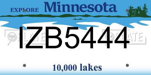 IZB5444 Minnesota License Plate