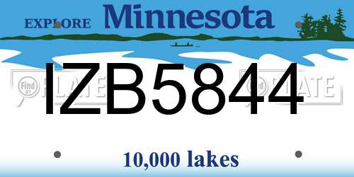 IZB5844 Minnesota License Plate