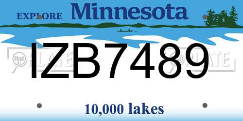IZB7489 Minnesota License Plate