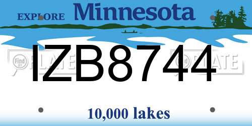 IZB8744 Minnesota License Plate