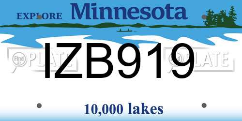 IZB919 Minnesota License Plate
