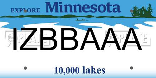 IZBBAAA Minnesota License Plate