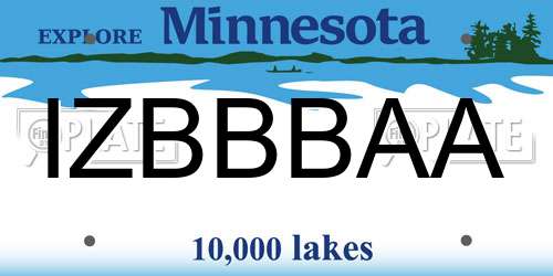 IZBBBAA Minnesota License Plate