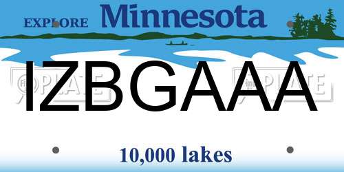 IZBGAAA Minnesota License Plate