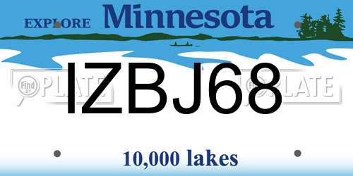 IZBJ68 Minnesota License Plate