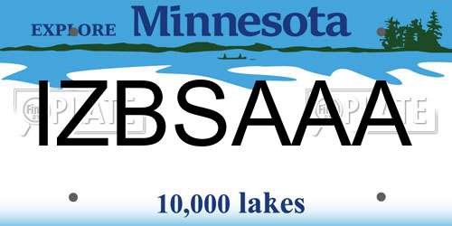 IZBSAAA Minnesota License Plate
