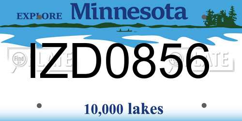 IZD0856 Minnesota License Plate