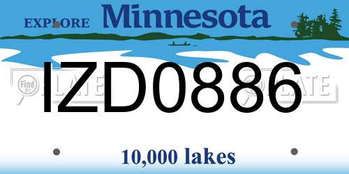 IZD0886 Minnesota License Plate