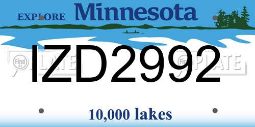 IZD2992 Minnesota License Plate