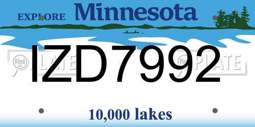 IZD7992 Minnesota License Plate