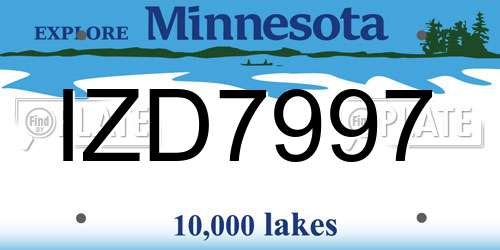 IZD7997 Minnesota License Plate