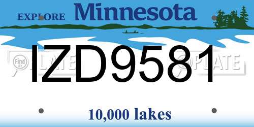 IZD9581 Minnesota License Plate