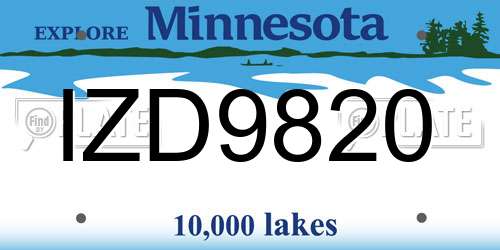 IZD9820 Minnesota License Plate