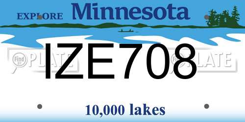 IZE708 Minnesota License Plate