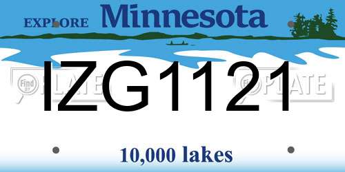 IZG1121 Minnesota License Plate