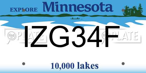 IZG34F Minnesota License Plate