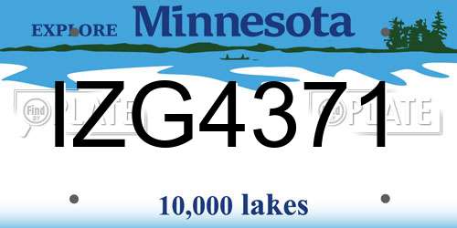 IZG4371 Minnesota License Plate