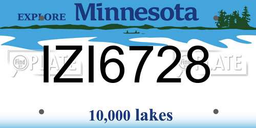 IZI6728 Minnesota License Plate