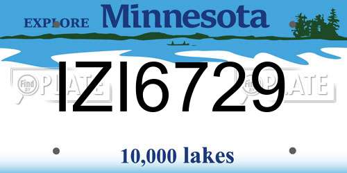 IZI6729 Minnesota License Plate
