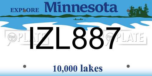 IZL887 Minnesota License Plate