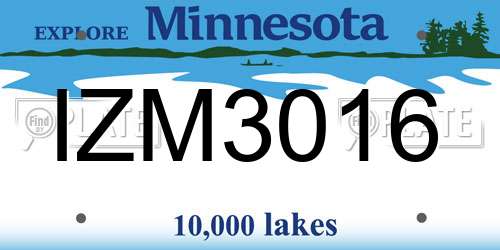 IZM3016 Minnesota License Plate
