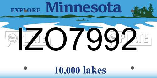 IZO7992 Minnesota License Plate